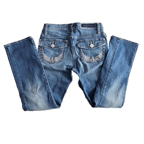 Rock & Republic Jeans Women's Size 2 (28x26) Embroidery Flap Pocket Med Wash - Picture 9 of 16